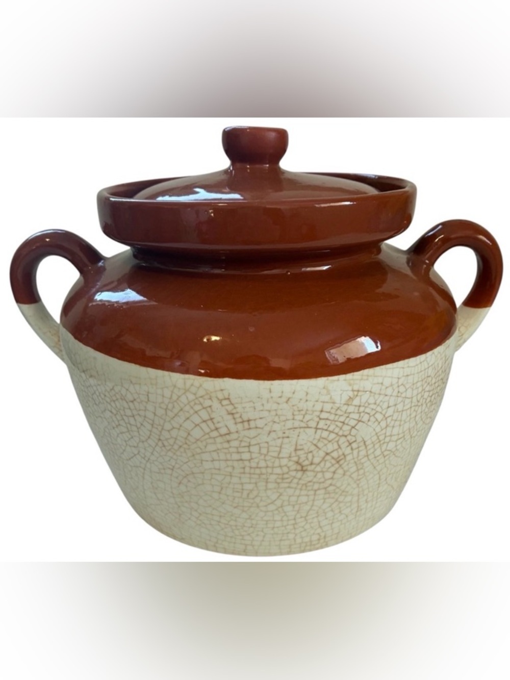 VINTAGE GLAZED CERAMIC BEAN POT CROCK LAURENTIAN POTTERY